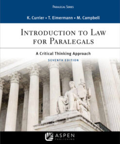 Introduction to Law for Paralegals: A Critical Thinking Approach 7th Edition - Original PDF