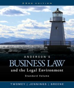 Anderson's Business Law and the Legal Environment, Standard Volume 23rd Edition - Original PDF